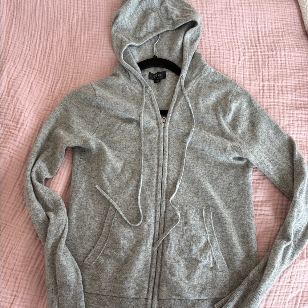 J. Crew Light Gray Cashmere Zip Hoodie